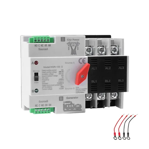 Vista 11 de Interruptor de transferencia automática/manual de 63amp AC110V 2P 50/60Hz, interruptor mini ATS de 2 polos 63A de doble potencia solar