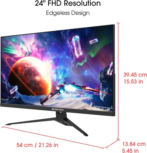 Vista 3 de Sceptre Monitor para juegos IPS de 24 pulgadas, 165 Hz, 144 Hz, Full HD (1920 x 1080), FreeSync Eye Care FPS RTS DisplayPort HDMI Altavoces