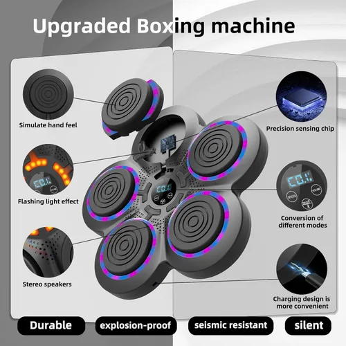 Vista 2 de 2026 Music Boxing Machine with Boxing Gloves, Smart Bluetooth Boxing Trainer, Boxing Wall Mount Machine for Adults Kids, Electronic Boxing Target