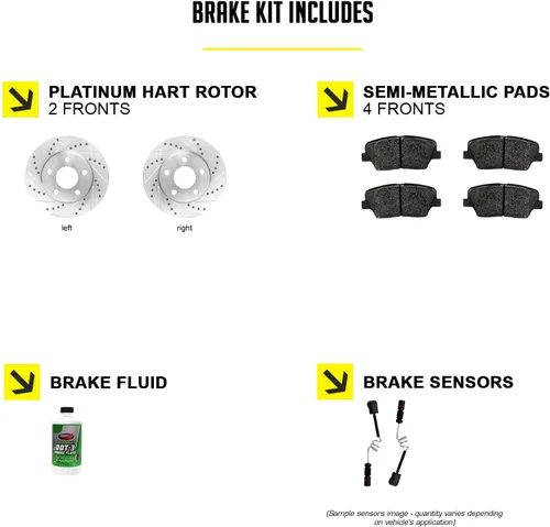 Vista 2 de Hart Brakes Kit de frenos y rotores delanteros Pastillas de freno delanteras Rotores y pastillas de freno Pastillas de freno y rotores
