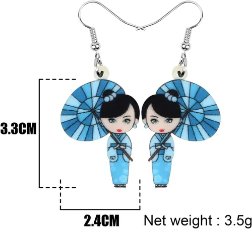 Vista 36 de DUOWEI Aretes de acrílico estilo japonés con diseño de anime para muñeca, colgantes, joyería para mujer