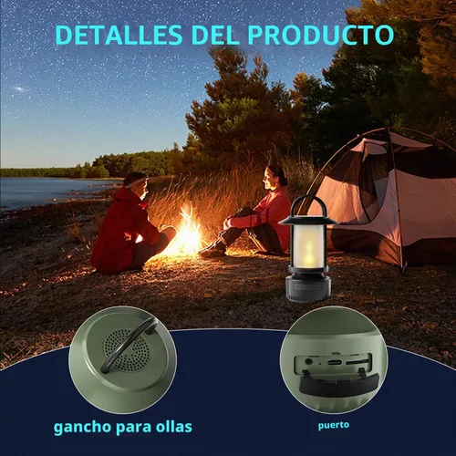 Vista 9 de Impermeable Bluetooth Camping Linterna Altavoz. (Negro)