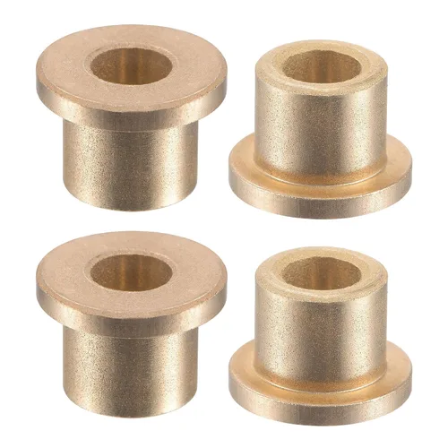 Vista 17 de uxcell Flange Sleeve Bearings 4mm Bore 8mm OD 4mm Length 12mm Flange Dia 2mm Flange Thickness Sintered Bronze Self-Lubricating Bushing 4pcs