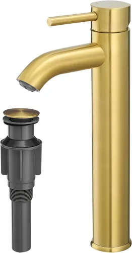 Vista 11 de Grifo de Baño Negro de Una Sola Manija, Grifo de Lavabo de Baño con Desagüe Pop-up, Grifo de Lavabo RV, Grifo Mezclador de Lavabo con Placa