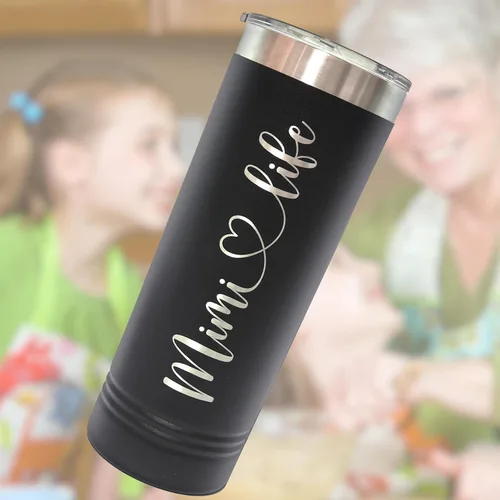Vista 9 de Vaso delgado personalizado de 22 onzas • Nombre grabado con gráfico opcional • Cumpleaños, Día de la Madre o del Padre, graduación, boda, dama