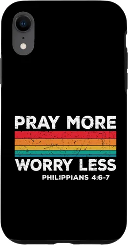 Vista 24 de iPhone 16 Faith Christians God Jesus Pray more worry less Case