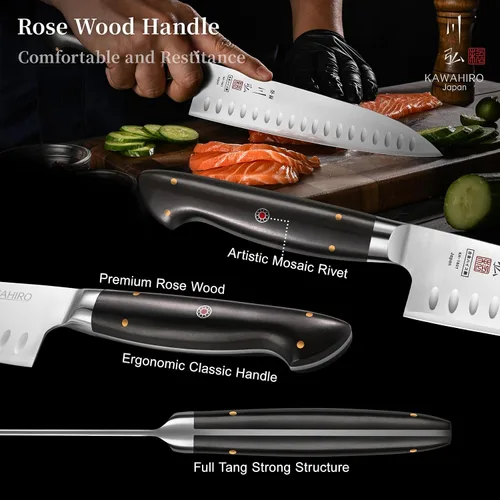 Vista 5 de Cuchillo de chef profesional, cuchillo de chef japonés hecho a mano de 9.5 pulgadas para cocina eficiente, cuchillo gyuto de acero de aleación