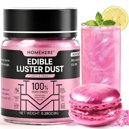 Vista 10 de HomeHere Purpurina comestible para bebidas y pasteles, 0.35 onzas de polvo brillante de diamante de grado alimenticio, polvo brillante