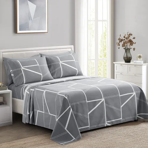 Vista 30 de Marina Decoration Ropa de cama ultra suave y sedosa con bolsillo profundo con estampado rico de rayón derivado de bambú para todas las estaciones