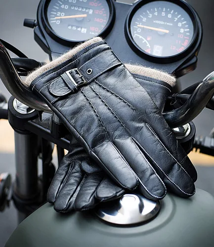 Vista 3 de YISEVEN Guantes de piel de cordero con forro de cachemira de invierno para hombre