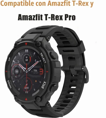 Vista 2 de Paquete de 2 correas impermeables compatibles con Amazfit T-Rex Pro Watch, correa de repuesto de silicona suave para reloj inteligente Amazfit