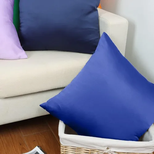 Vista 2 de TREELY Funda de almohada azul de 18 x 18 pulgadas, fundas de almohada decorativas de satén para sofá, dormitorio, paquete de 2 fundas de almohada