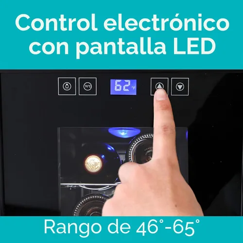 Vista 3 de BLACK+DECKER BD60026 Bodega con pantalla LED (capacidad de 8 botellas) Countertop Mini Fridge with Triple Pane Clear Glass Door, Bar Cabinet with
