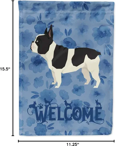 Vista 4 de Caroline's Treasures CK6243GF Bandera de bienvenida de bulldog francés para buzón, bandera decorativa para patio exterior, obras de arte de patio