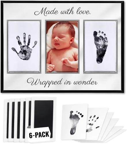 Vista 17 de Kit de manos y huellas sin tinta, placa de recuerdo de bebé y regalos de baby shower, ideal como regalo de mamá, marcos de fotos para guardería, kit