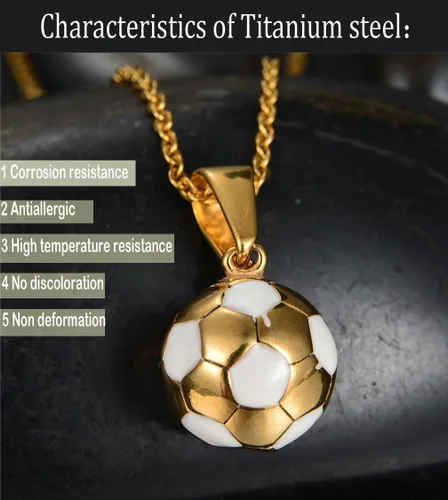 Vista 4 de Collar con colgante de fútbol 3D, collar con dije de pelota de baloncesto de fútbol, chapado en oro, joyería deportiva, regalo para fanáticos