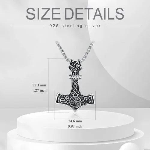 Vista 6 de KXJ Viking Jewelry - Collar con colgante de cruz celta para hombres y mujeres, símbolo de mitología nórdica, amuleto nórdico pagano, joyería