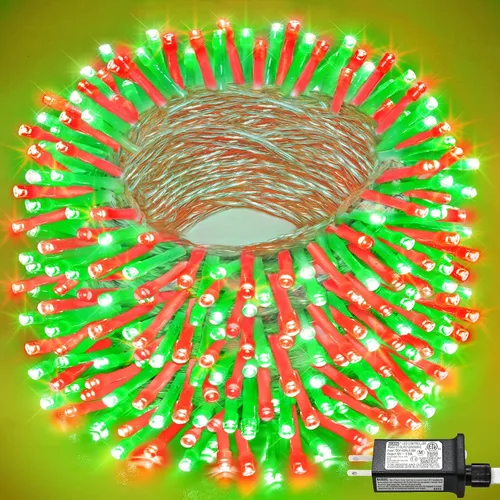 Vista 34 de Tira de 200 luces LED de 66 pies para exteriores, luces de Navidad conectables para interiores, cable transparente, impermeable, 8 modos de luces
