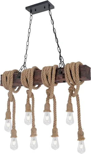 Vista 10 de KEESFU 4 luces colgantes de granja para isla de cocina, luz colgante de techo de madera rústica, altura ajustable, lámpara de comedor para isla