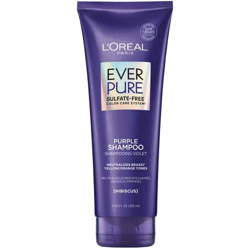 Vista 11 de L'Oreal Paris Champú Morado Tonificante Anticobrizo Sin Sulfato para Cabello Rubio, Decolorado, Plateado o con Mechas Marrones, EverPure, 6.8 Fl Oz