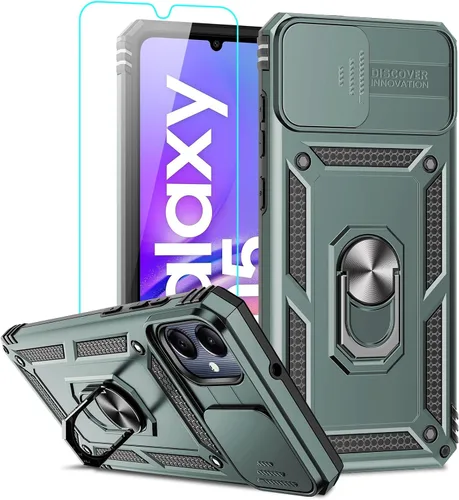 Vista 66 de LeYi Funda para Samsung Galaxy A05 (no compatible con A05S) con protector de pantalla y protector de lente de cámara, funda resistente de grado Negro