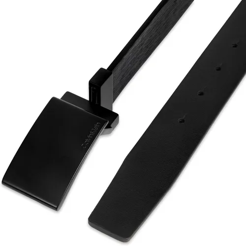 Vista 5 de Calvin Klein Cinturón reversible de cuero para hombre - 2-en-1 Estilo moderno versátil Negro/Negro