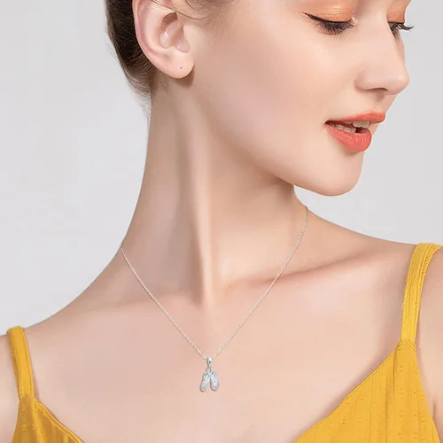 Vista 3 de 925 Sterling Silver Dance Recital Gifts for Girls Ballerina Necklace Jewelry Cubic Zirconia Ballet Slippers Shoes Necklace for Women Teen Little