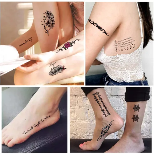 Vista 7 de Yazhiji 32 hojas de tatuajes temporales para adultos, tótem, flor de rosa, girasol, tatuajes falsos para mujeres y hombres, brazo planeta Hlalf