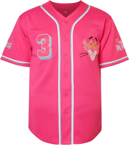 Vista 2 de Camiseta de béisbol rosa 3 para hombre, ropa deportiva cosida de hip hop de los años 90 para fiesta, blanco, negro, azul, S-3XL