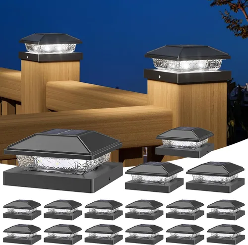 Vista 9 de NIORSUN Luces solares para postes de 4 x 4, blanco cálido, paquete de 12