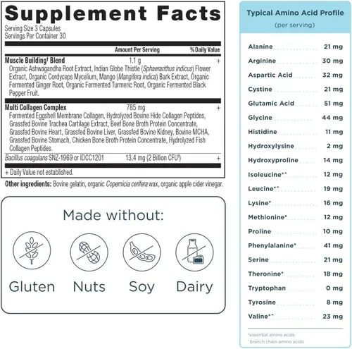 Vista 2 de Ancient Nutrition Advanced Multi Collagen Protein Cápsulas Musculares, 90