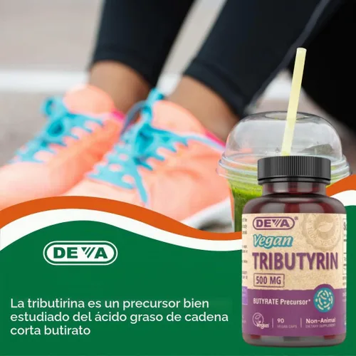 Vista 5 de DEVA Suplemento vegano de tributirina, precursor de butirato, soporte de barrera intestinal, ácido butírico, cápsulas veganas de 500 mg, soporte
