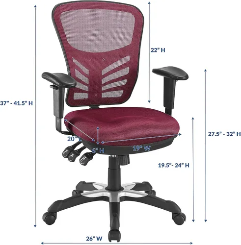 Vista 3 de Modway silla de oficina articulada, color verde, Polipropileno, Malla roja Rojo
