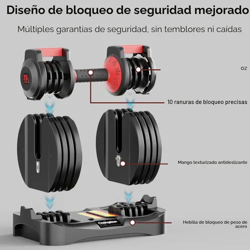Vista 4 de New Upgraded Adjustable Dumbbell Set of 2 (52.5 lbs/25 lbs), 15/9 Weights Dumbbell Set with Safe Locking System, Quick Adjustable Dumbbells For Men