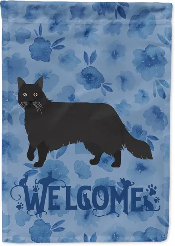 Vista 292 de Caroline's Treasures CK4813CHF - Bandera de bienvenida con gato abisinio azul, manga grande, para porche, para colgar en la pared, poliéster