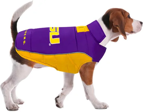 Vista 5 de Pets First Collegiate Clemson Tigers - Chaleco acolchado para perros y gatos. Talla S. Abrigo cálido, acogedor e impermeable, para perros y gatos