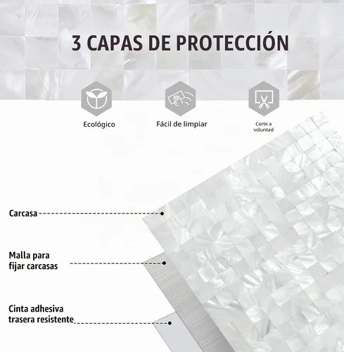 Vista 7 de KASARO Peel and Stick Mother of Pearl Shell Backsplash Tiles, 1 Sheet White Blanco marfil