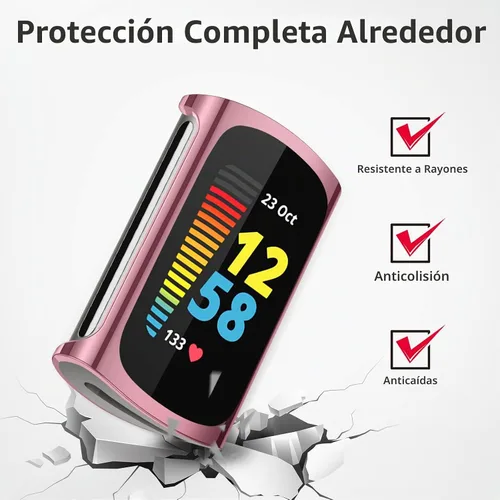 Vista 3 de Paquete de 4 protectores de pantalla compatibles con Fitbit Charge 6/Charge 5 (no para Charge 4/3), funda protectora de TPU completa, accesorios