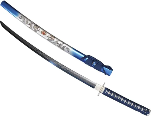 Vista 5 de Espada Katana Wuaiyebet forjada a mano tradicional de acero de alto carbono 1045/1060, espada samurai japonesa, templada al calor, de hoja completa
