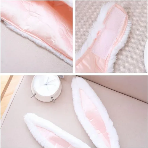 Vista 5 de Gorro de peluche Yarouda con capucha y orejas de conejo para mujer, cálido, suave
