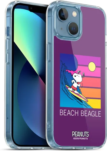 Vista 160 de Head Case Designs Funda de gel suave con licencia oficial de Peanuts Tropical Surf Snoopy Aloha Disco compatible con Apple iPhone 13 Mini Surf