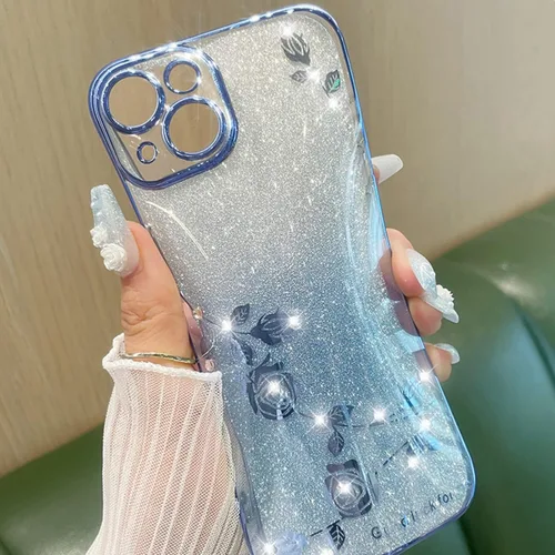 Vista 5 de Funda de teléfono con purpurina degradado para Xiaomi Mi 13 12 X S Ultra Pro de silicona suave brillante, protección precisa de lente con agujero