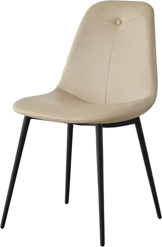 Vista 4 de Juego de 2 sillas de comedor con respaldo alto, sillas modernas de cocina y comedor de mediados de siglo, sillas tapizadas de piel sintética