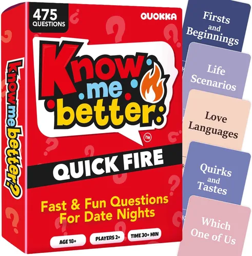 Vista 11 de QUOKKA Juegos para parejas Know Me Better 4 en 1 - Juego de cartas de relación con más de 1350 preguntas iniciales de conversación, desafíos