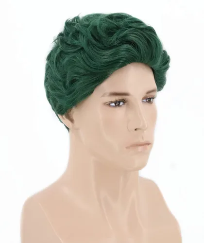 Vista 2 de Lucoacos Peluca corta verde para hombre, disfraz de Halloween y cosplay