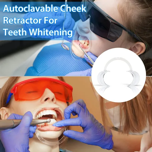 Vista 5 de EZGO 20 piezas (tamaño L) para blanquear los dientes en forma de C, abridor de boca dental desechable, retractor de mejillas de labios dentales