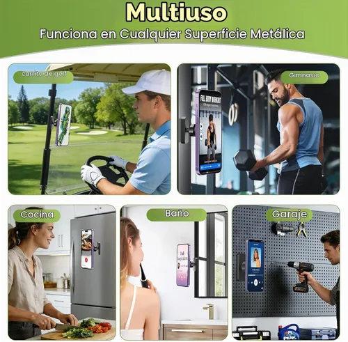 Vista 7 de Soporte magnético para carrito de golf para MagSafe iPhone 12-17 y teléfonos inteligentes, soporte de teléfono para carrito de golf con una sola