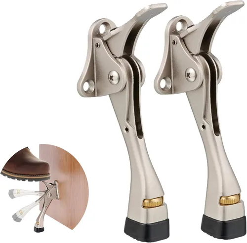 Vista 11 de HOME&I Tope de puerta de 4 pulgadas, tope de puerta de pedal manos libres con pie de goma ajustable, soporte de puerta resistente para el hogar