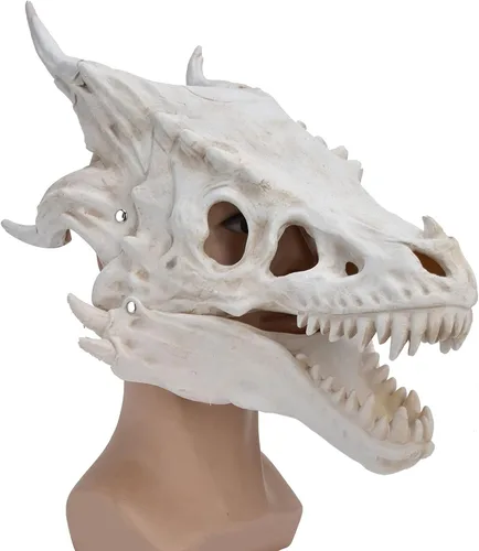 Vista 2 de JTLB Máscara de calavera de dinosaurio de simulación de látex, cubierta de Halloween, fiesta de disfraces, accesorios de cosplay