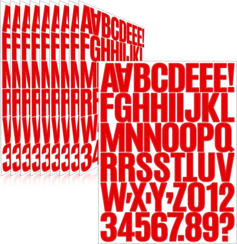 Vista 80 de 1550 piezas de 10 hojas de calcomanías de letras, calcomanías de números y alfabeto de buzón de vinilo, calcomanías autoadhesivas impermeables